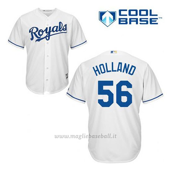 Maglia Baseball Uomo Kansas City Royals Greg Holland 56 Bianco 1ªCool Base
